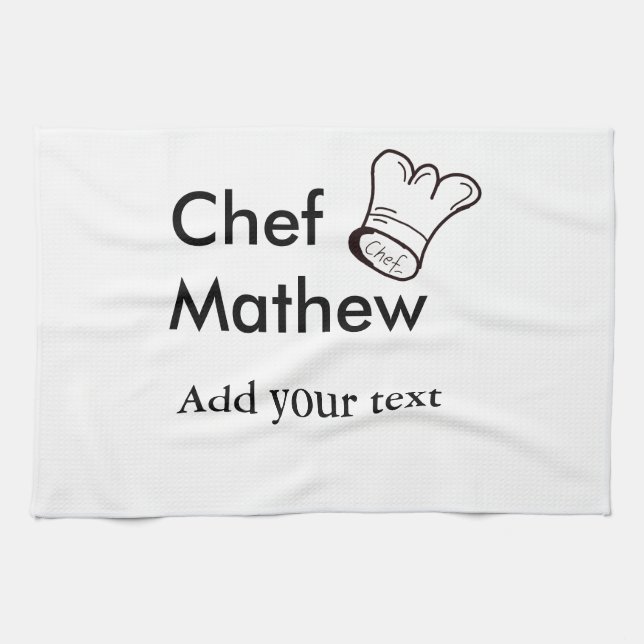 Chef cook add name text men kitchen bakery  towel (Horizontal)