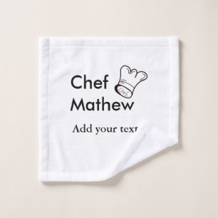 Chef cook add name text men kitchen bakery  wash cloth