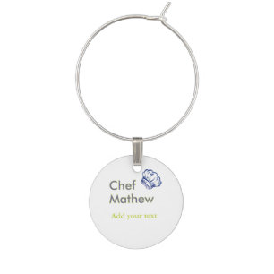 Chef cook add name text men kitchen bakery wine charm