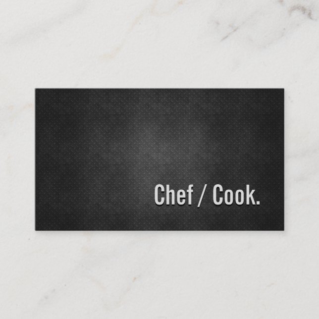 Chef / Cook Cool Black Metal Simplicity Business Card (Front)
