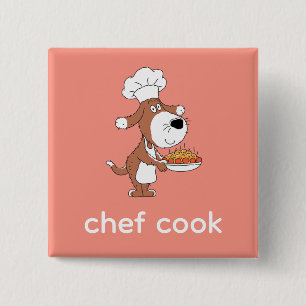 Chef Cook Cute Funny Dog Puppy Cartoon Button