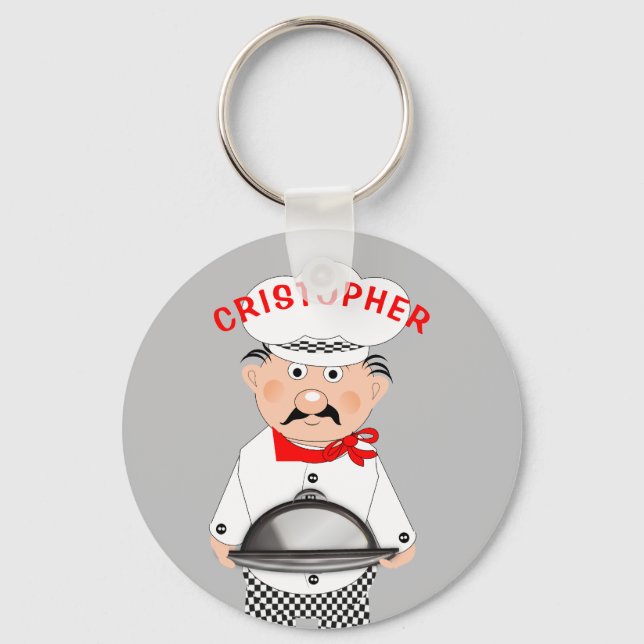 Chef Cook Funny Cute Personalized Keychain (Front)