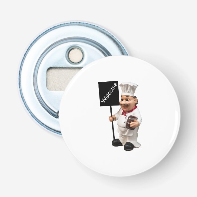 Chef cook - WELCOME menu card Bottle Opener (Front)