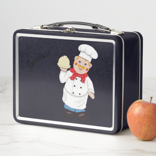 Chef cook with serving dish Metal Lunchbox
