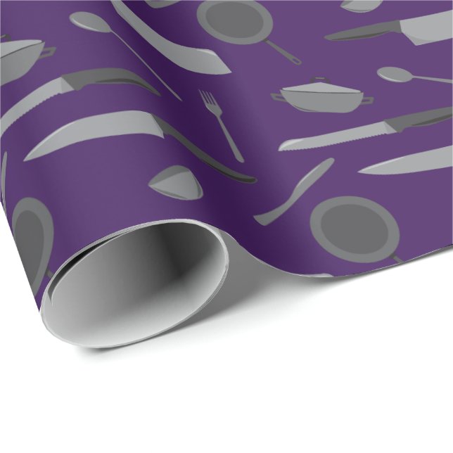 Chef Cookery School Graduate Kitchen Tools Pattern Wrapping Paper (Roll Corner)