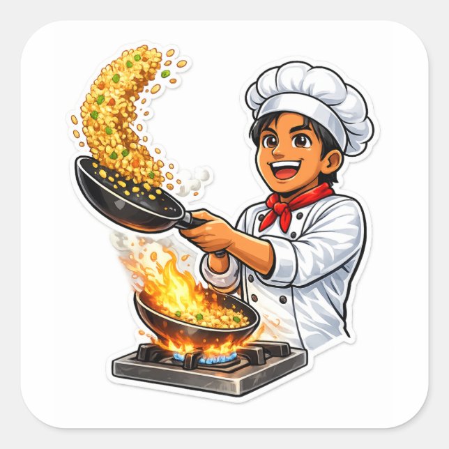 Chef Cooking Fried Rice Sticker (Front)