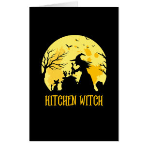 Chef cooking halloween gift   kitchen witch card