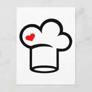 Chef cooking hat heart postcard