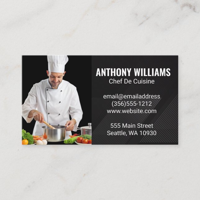 Chef Cooking in a Pot Preparing Food Business Card (Front)