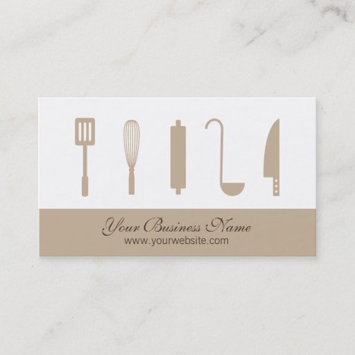 Customizable Chef Cooking Utensils, Catering Business Cards