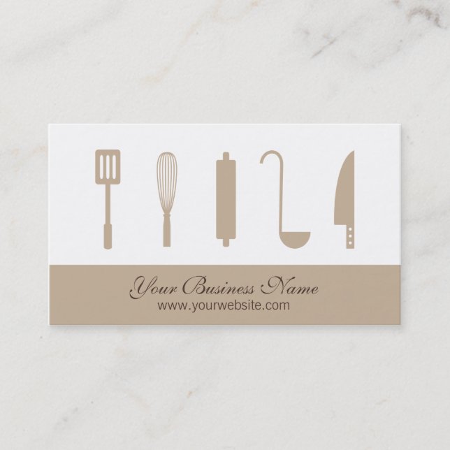 Chef Cooking Utensils, Catering Business Cards (Front)
