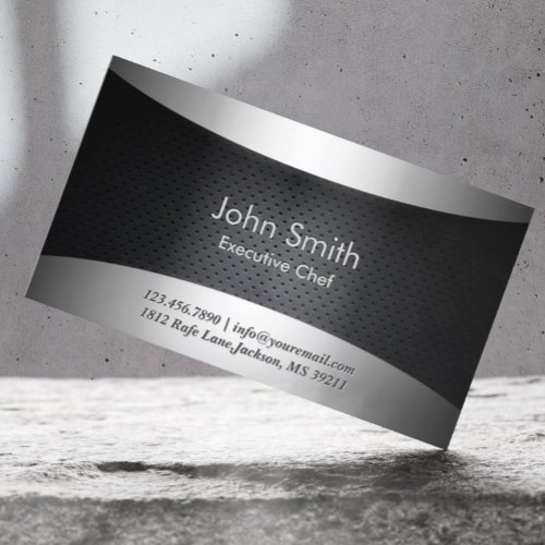 Chef Cool Carbon  Metal Professional Business Card