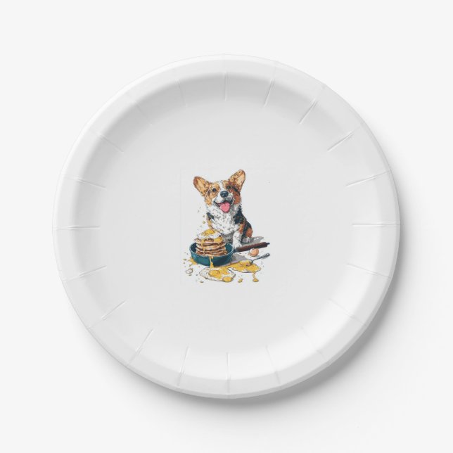 Chef Corgi � Funny Cooking Dog Paper Plates (Front)