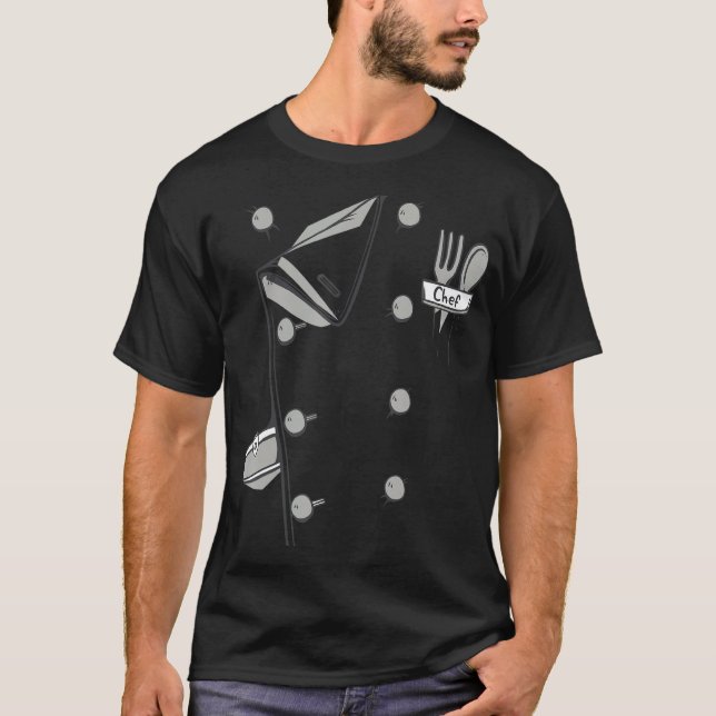 Chef Costume Coat Uniform Funny Cook Jacket for Ha T-Shirt (Front)