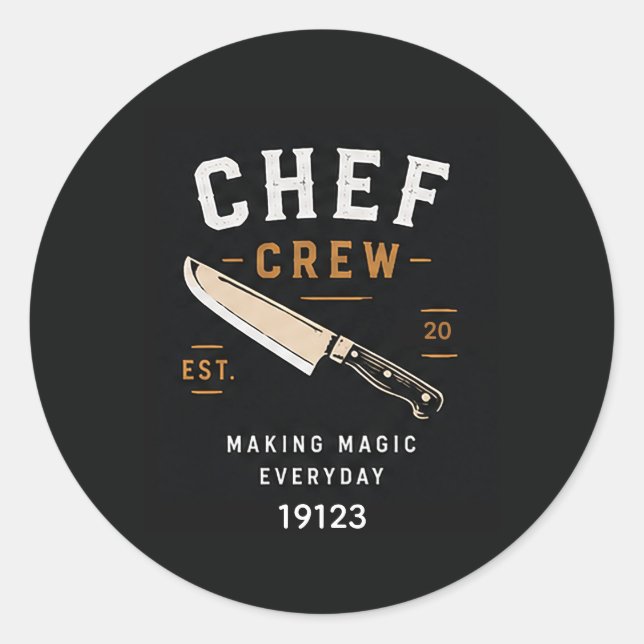 🔪 Chef Crew Restaurant Kitchen Staff Logo 🔪 Classic Round Sticker (Front)