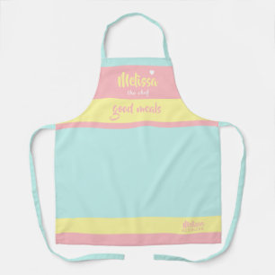 chef cuisine teal apron with her name