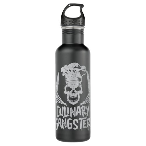 Chef Culinary Gangster Men Women Cook Skull Cookin Stainless Steel Water Bottle