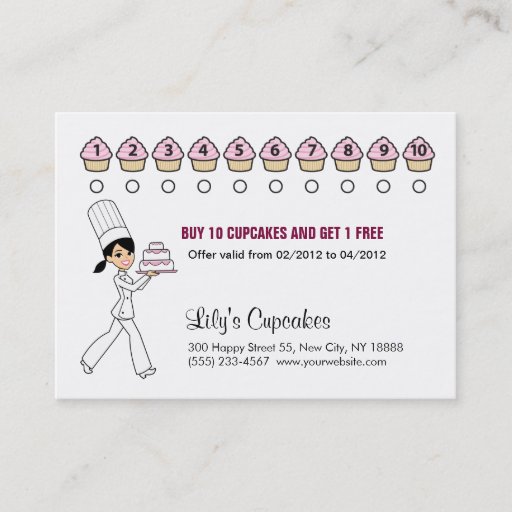 Customizable Chef Cupcake Rewards Chubby Card Card Business Card Templates