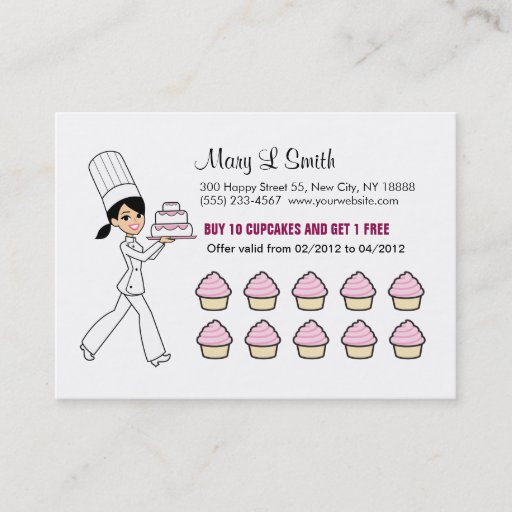 Customizable Chef Cupcake Rewards Chubby Card Card Business Card Template