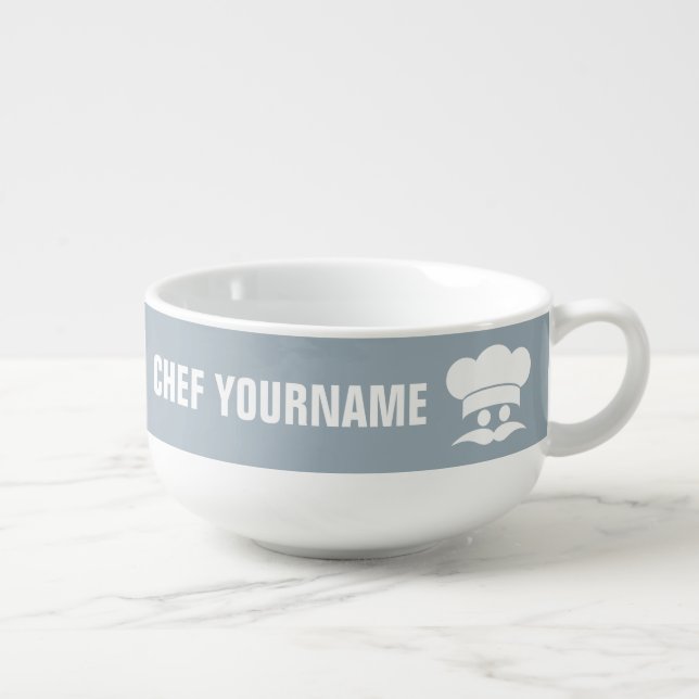 Chef custom color & text soup mug (Left)