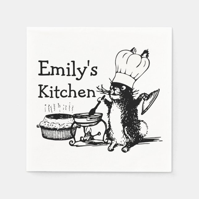 Chef Cute Bunny Custom Personalised Napkins (Front)