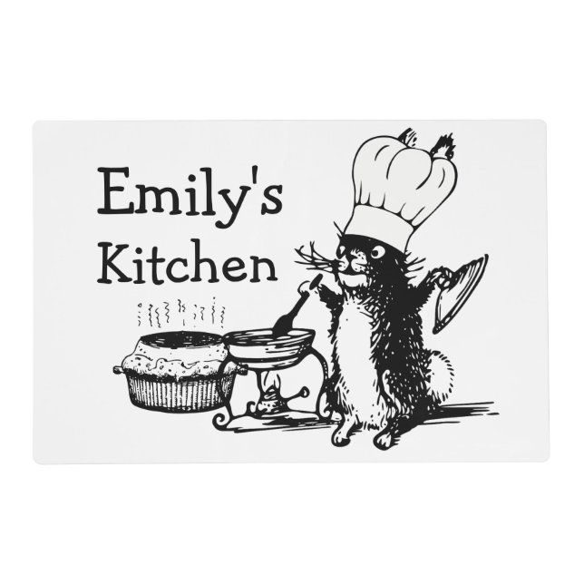 Chef Cute Bunny Custom Text Placemat (Front)