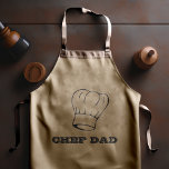 "Chef Dad" Chef 's Hat Typography Grilling Long Apron<br><div class="desc">This personalized apron is for the dad who's a pro at the barbecue grill. It features an illustration of a classic chef's hat over the words "CHEF DAD" in decorative capital letters.</div>
