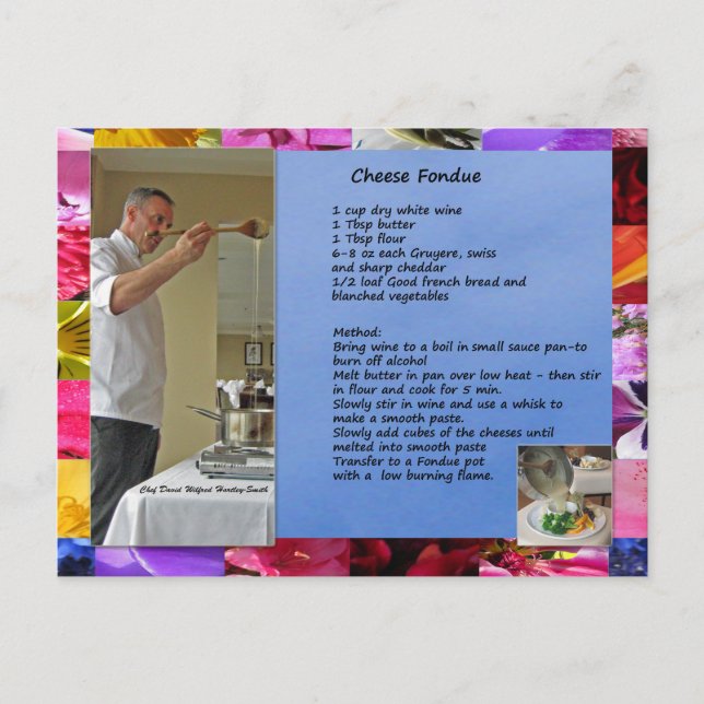 Chef David's Cheese Fondue Recipe Postcard (Front)