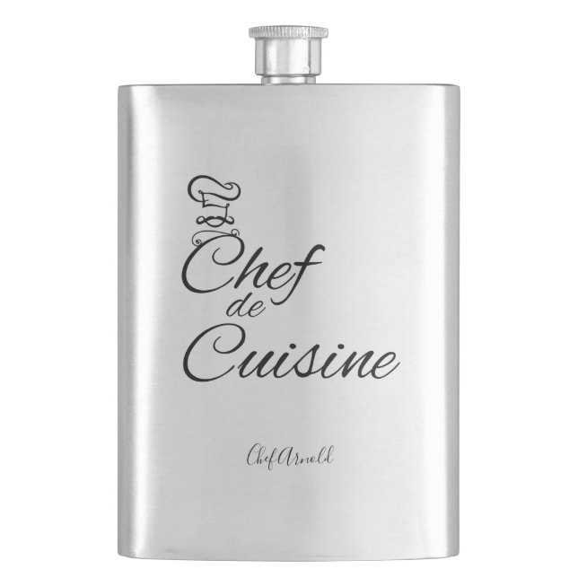 Chef de Cuisine Customizable Name Flask (Front)