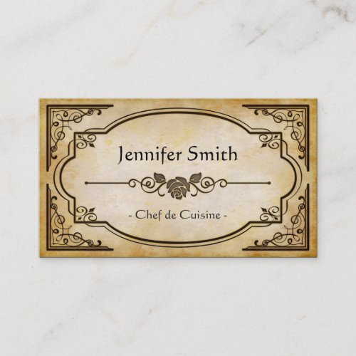 Chef de Cuisine _ Elegant Vintage Antique Business Card