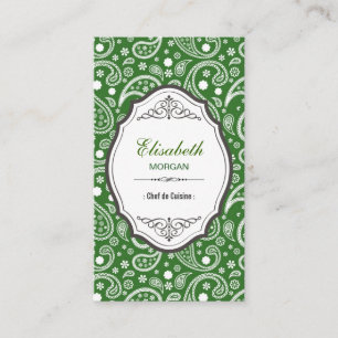 Chef de Cuisine - Retro Paisley Pattern Business Card