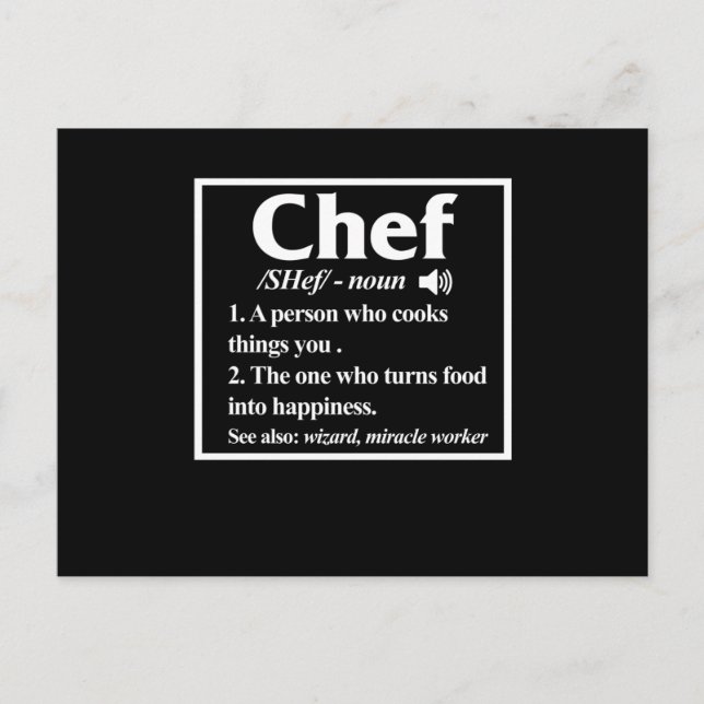 Chef Definition Cook Cooking Kitchen Food Maker Invitation Postcard (Front)