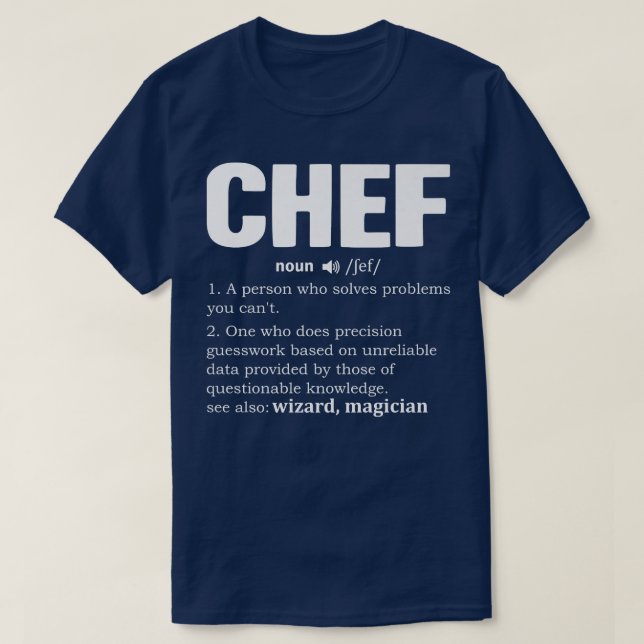 Chef Definition Sous Chef Dictionary Cook Noun Coo T-Shirt (Design Front)