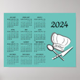 Piano Keyboard 2024 Calendar Poster, Zazzle