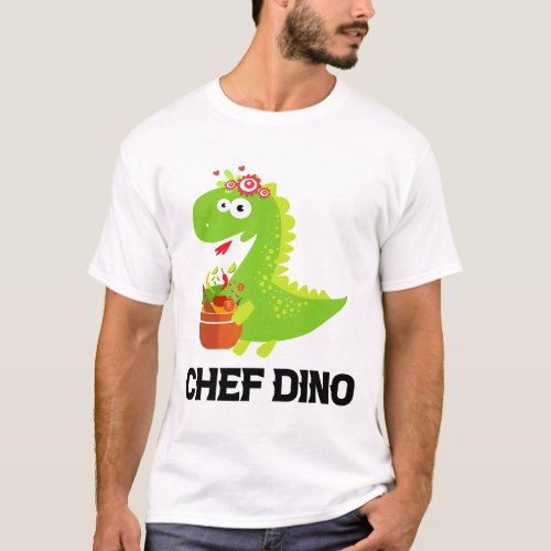 Chef Dino Kitchen Cook Dinosaur Lover Restaurant C T_Shirt