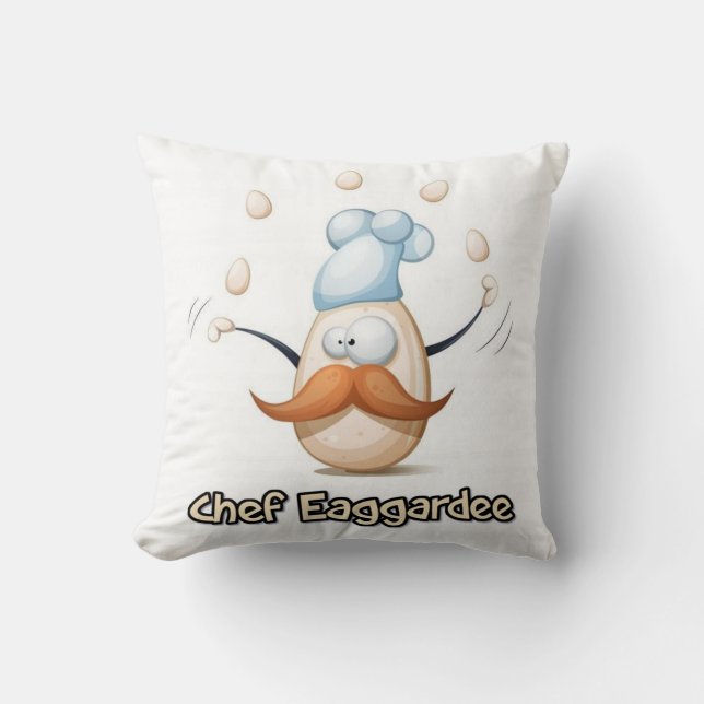 Chef Eggardee Throw Pillow (Front)