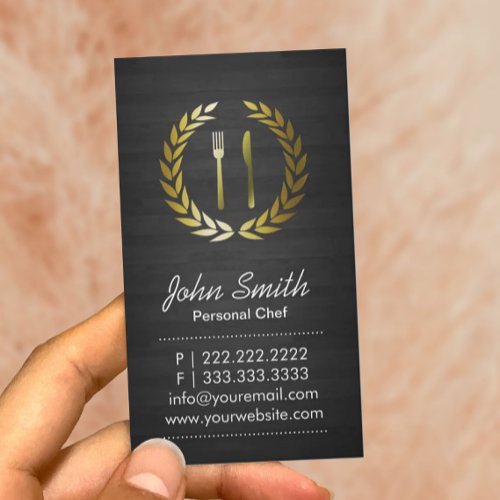Dark Wood Personal Chef Business Card