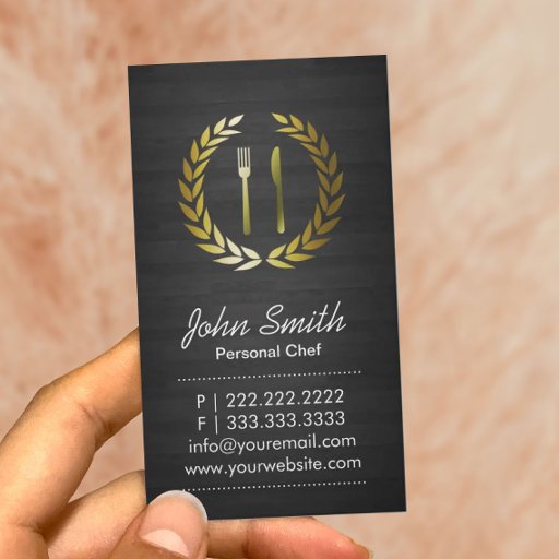 Customizable Dark Wood Personal Chef Business Card