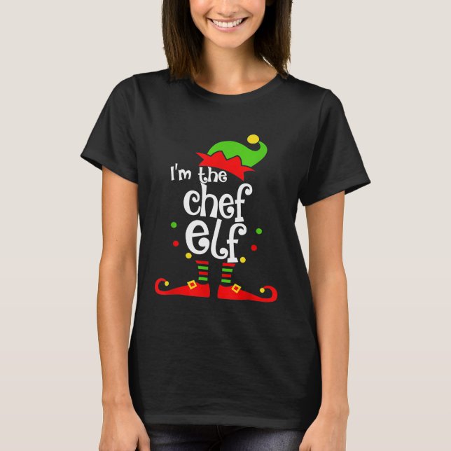 Chef Elf Christmas Costume Mom Dad Xmas T-Shirt (Front)