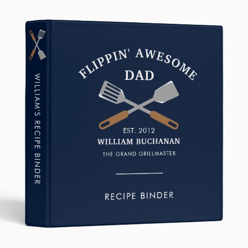 Chef Fathers Day Personalized Recipe 3 Ring Binder
