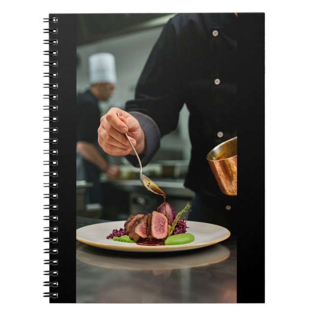 Chef Finishing Steak Dish Notebook (Front)
