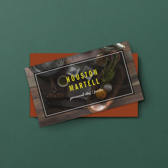 Chef Food Ingredients Business Card Custom Color (Creator Uploaded)