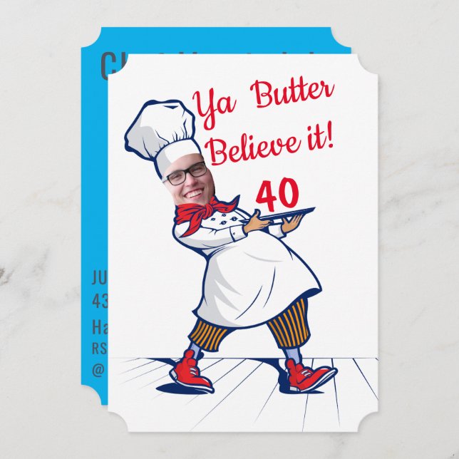 Chef 🎉 Funny Cook  40th birthday  Invitation (Front/Back)