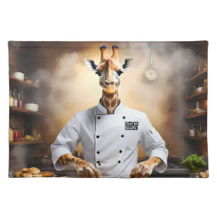 Chef Giraffe Bakes Pastries, Cloth Placemat