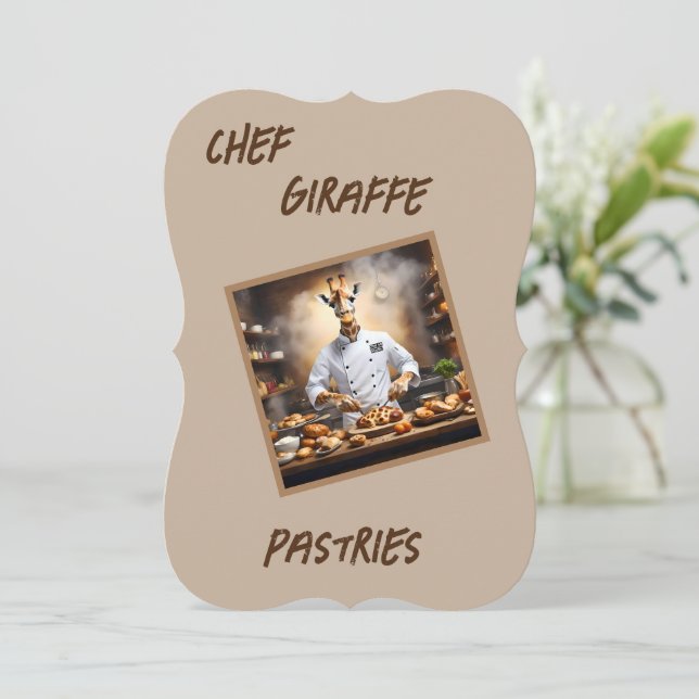Chef Giraffe Bakes Pastries, Note Card (Standing Front)