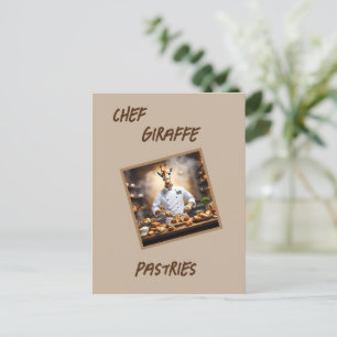 Chef Giraffe Bakes Pastries, Postcard