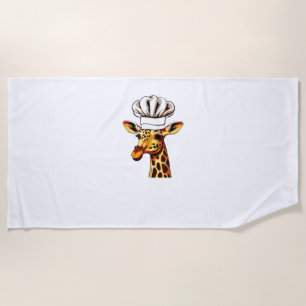 Chef Giraffe - Cute Giraffe In A Chef's Hat Giraff Beach Towel