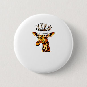 Chef Giraffe - Cute Giraffe In A Chef's Hat Giraff Button
