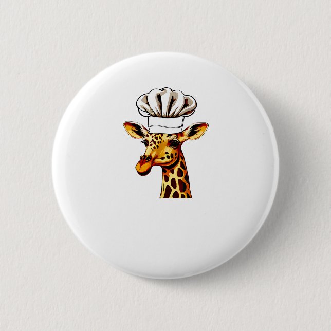Chef Giraffe - Cute Giraffe In A Chef's Hat Giraff Button (Front)