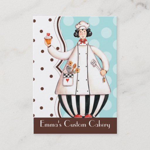 Customizable Chef Girl Bus. Card - Brown with Black Hair Business Card